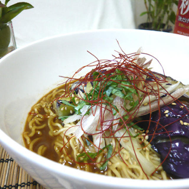茄子のしぎ焼きラーメン☆+゜