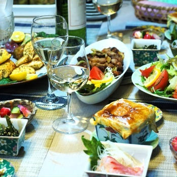 ■おもてなし料理（３）【全貌編／ノンフライヤー料理２品「葱唐揚げ焼き」「クラムチャウダーのパイ包み焼き」】
