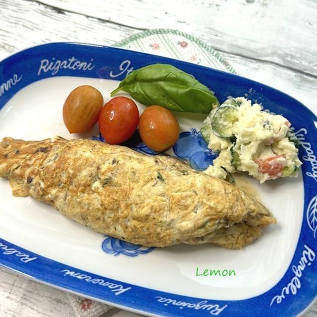 さば缶と納豆のオムレツ