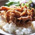 超絶危険な豚カルビ丼（きのこ入り）作ってみました。