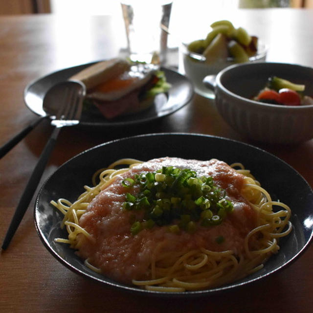 練習試合前の朝ごはん。