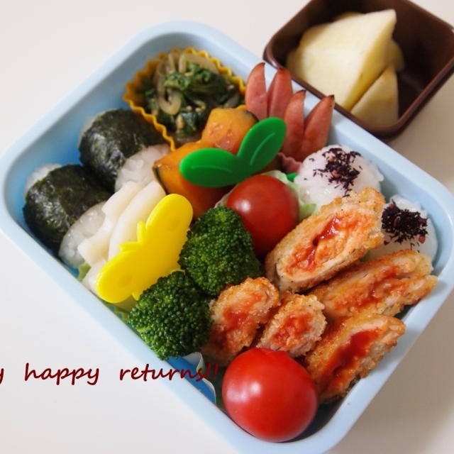 ２月２５日のお弁当（ささみﾁｰｽﾞかつ弁当）