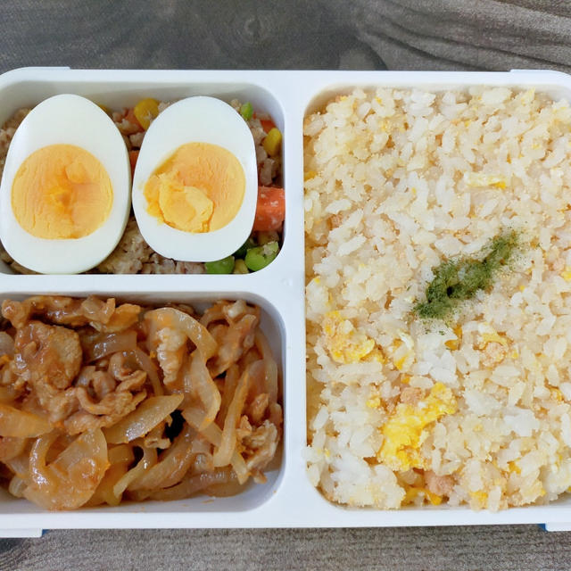 作り置きで簡単夫弁当( *´艸｀)明太バターチャーハン＼(^o^)／
