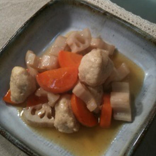 根菜ととり団子の甘酢あんかけ