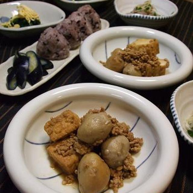 鯵のナムルと里芋のそぼろ煮