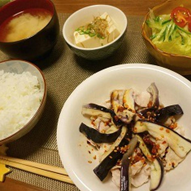 豚しゃぶと蒸し茄子のポン酢ダレ