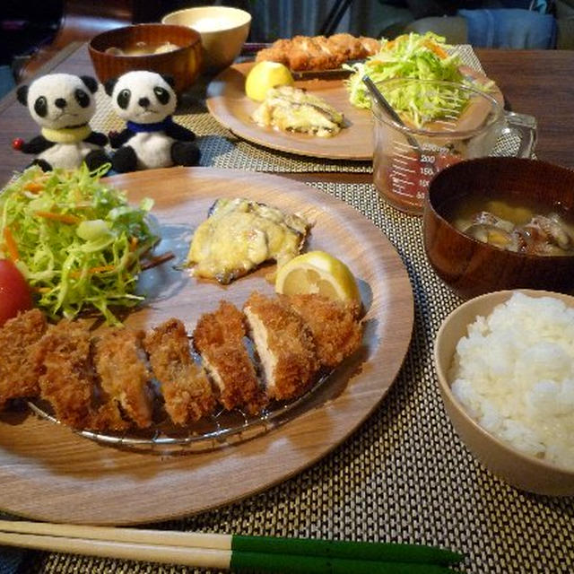チキンカツ＆茄子のチーズ焼き献立とお弁当