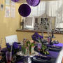 紫のテーブルコーディネートでハロウィンポットラックパーティー♪