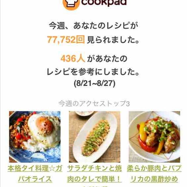クックパッドさんの週間レポート