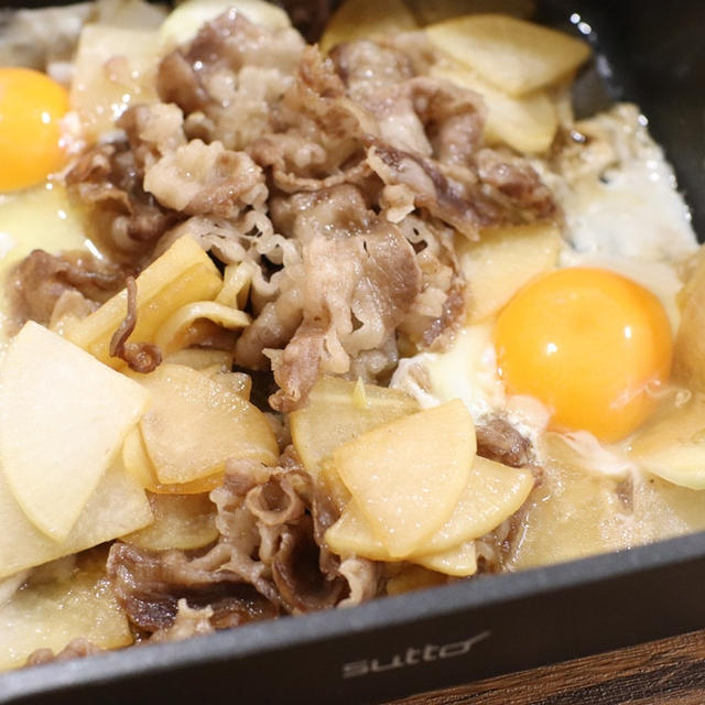 夫が急に帰宅(；´∀｀)冷蔵庫の中の物で即席一人すき焼き＼(^o^)／