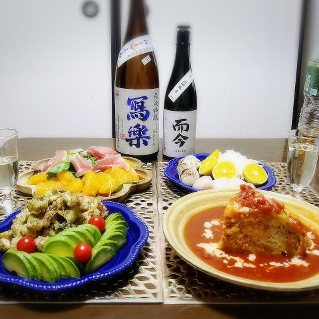 【家飲み/日本酒】 而今 純米吟醸 山田錦生/ 写楽 純米吟醸 おりがらみ生 * 誕生日dinner シューファルシ