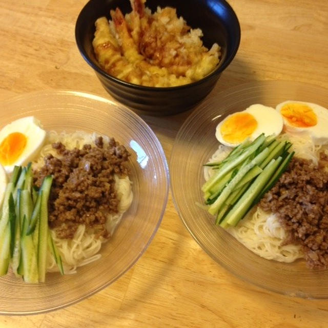 今日のお昼は肉味噌そうめん～とラントレ～