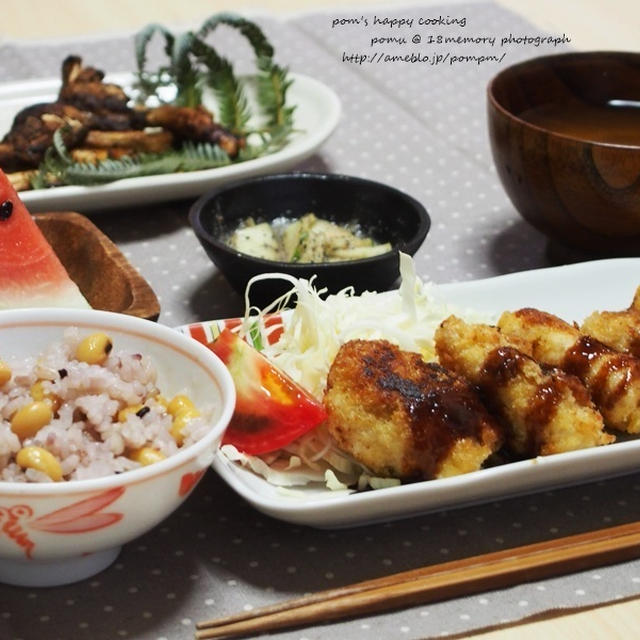 ヘルシーとんかつ と 松茸いただく晩御飯。
