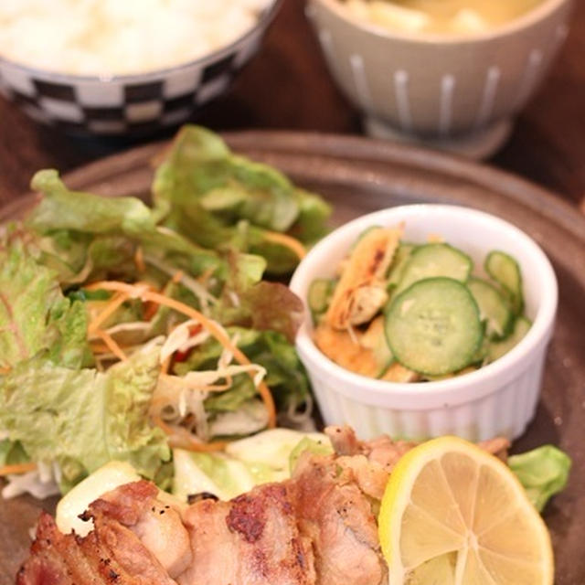 昼カフェ☆豚肉の柚子胡椒炒めランチ