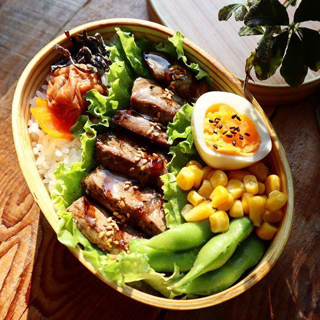 パパのステーキのっけ弁当♡【#お弁当#のっけ弁】