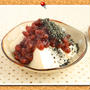 小豆と黒ごまのせ豆腐スイーツ。