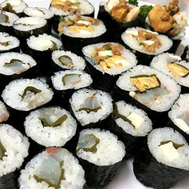 鯛の昆布締めの昆布も入れて海苔巻き＆我が家の豆まき？♪