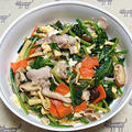 豚肉とほうれん草他の中華風玉子炒め