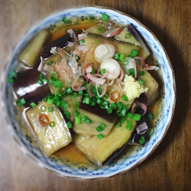 薬味たっぷり！しっとり茄子の煮浸し