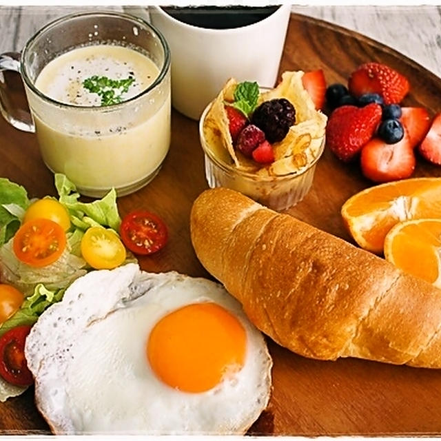 ワンプレート朝ごはん～塩ロールパンとカレーの日とらん丸さん～