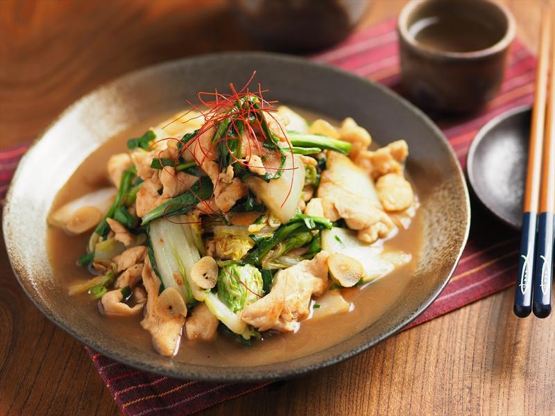 鶏むね肉と白菜のスタミナ炒め