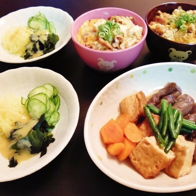 刻み穴子玉子とじ丼とそうめん南瓜の芥子酢味噌和え