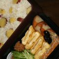 11月28日　　さつま芋ごはん＆蓮根鶏つくねの シチュー弁当（練習）