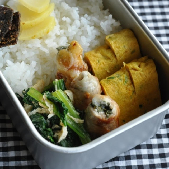 豚のシソチーズ巻き弁当。