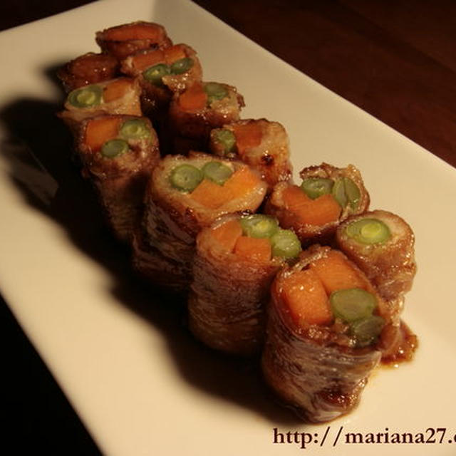 オーガニック甘辛たれで豚肉巻き野菜（３/６）
