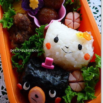 ネコちゃんと黒ワンコのお弁当♪