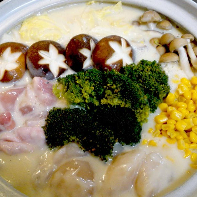 【レシピ】栄養満点！　クリームスープ鍋(^^♪　　　〆は・・・？？