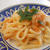 明太子パスタ風うどんとヤングコーンのグリル焼き