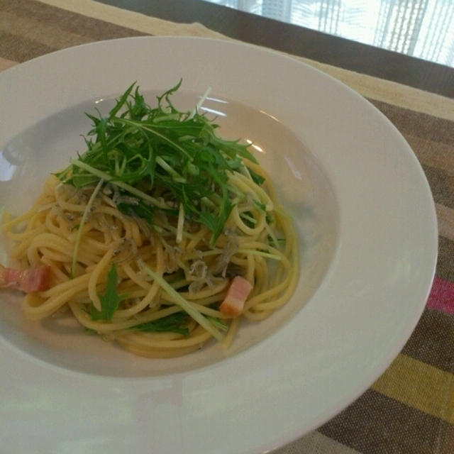 水菜とちりめんじゃこのパスタ