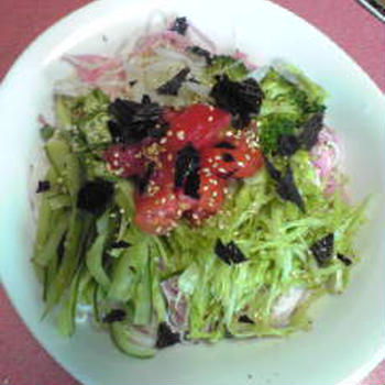 美川そうめんでサラダ
