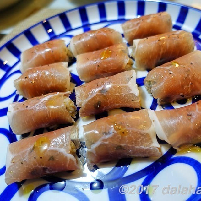 【レシピ】 生ハムの握り寿司　バルコミコ酢の酸味と柚子胡椒のアクセントが癖になる洋風寿司