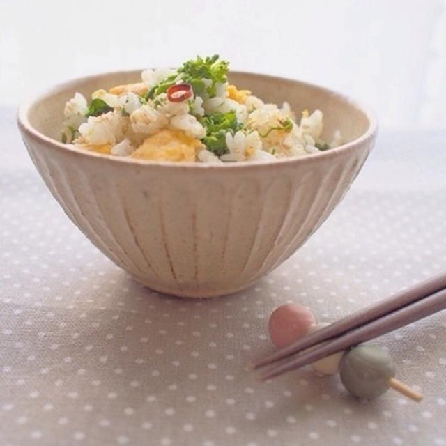 【掲載のお知らせとレシピ】菜の花と卵のペペロンチーノ風混ぜご飯