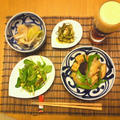 高野豆腐、くたくた葱と椎茸、さわやかな香りの絹さや
