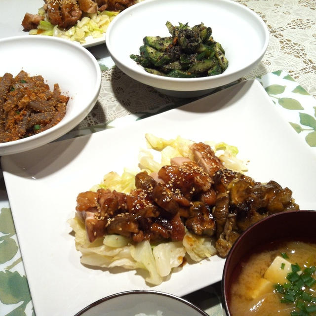 レンジで鶏照り焼きの献立