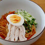 茹で鶏とキムチのビビンそうめん