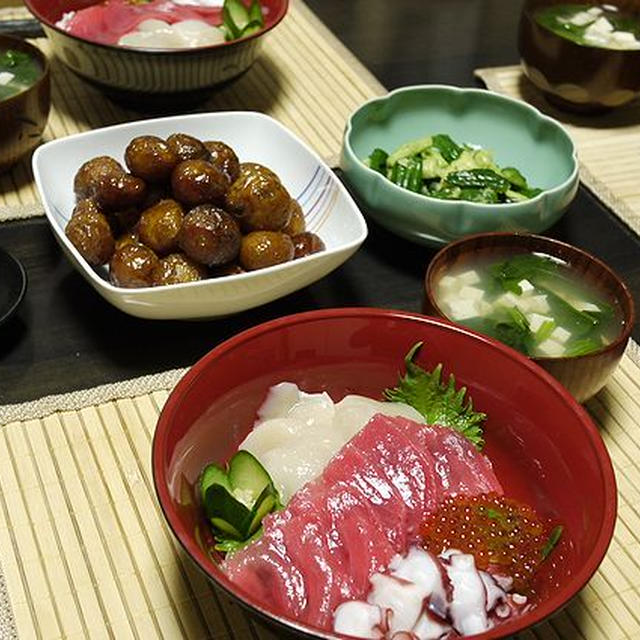 丼ものに感謝＾＾　海鮮丼の晩ごはん