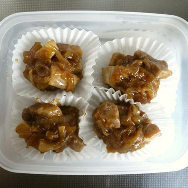 【冷凍ストック】サイコロ豚ロース肉と玉ねぎのオイスター醤油炒め♪