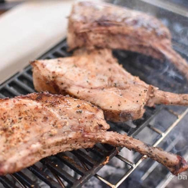 アウトドアスパイスほりにし＆極上スパイス喜｜骨付き豚ロース肉と鶏もも肉のスパイス焼き