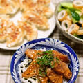 ブリの韓国風漬け丼 / 豚肉とニラのあんかけ丼