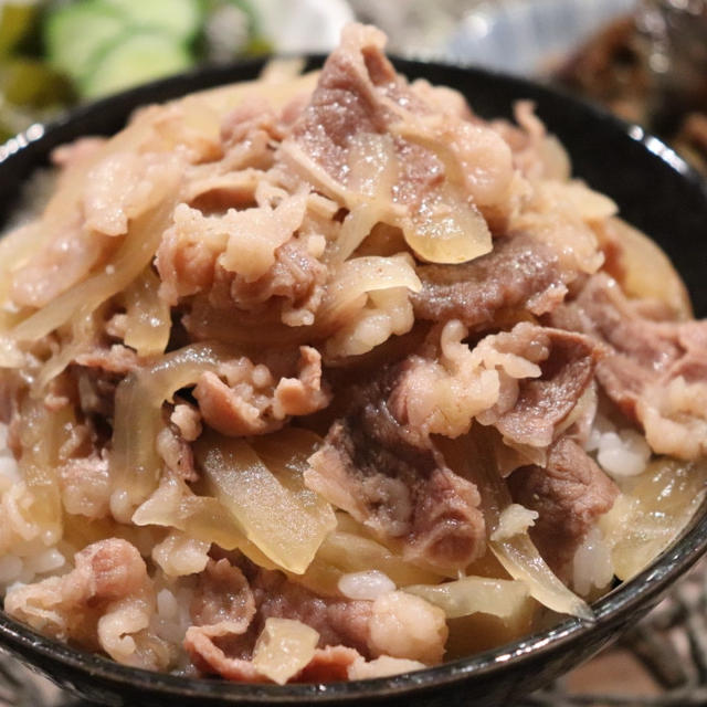 冷凍牛バラ肉で牛丼の夕ご飯♪