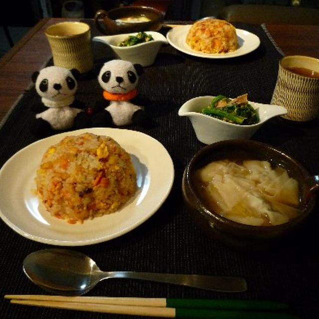 鮭とたくあんのキムチチャーハン献立