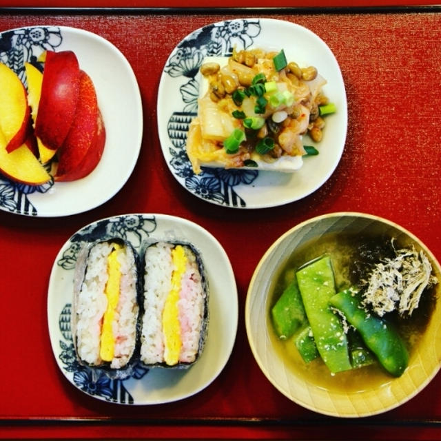 スクエアおにぎりで朝ご飯＊今日からモロッコインゲン消費週間です＊アメトピに掲載