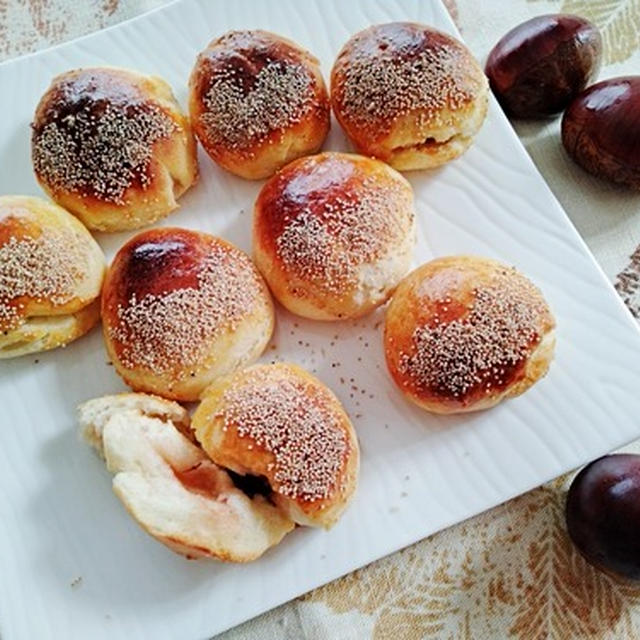 お家パン屋さん♪昭和産業 トースターで簡単ふんわりパンミックスで栗あんぱん♡