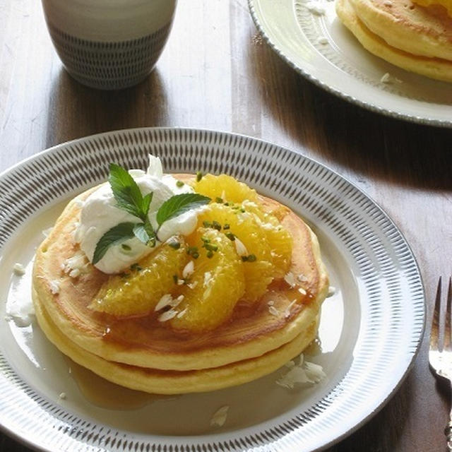 休日おやつ♪ 甘夏のパンケーキ ＆ ひじき姫