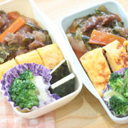 最後のお米でお弁当を使った昨日のお弁当(^^)もち麦でかさ増し！