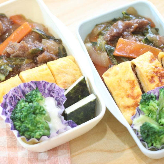 最後のお米でお弁当を使った昨日のお弁当(^^)もち麦でかさ増し！